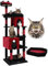 Globlazer Árbol Rascador para Gatos Gótico Negro Rojo, Árboles para Gato Alto 183 cm con Cama Ataúd Nidos Plataformas Cesta, Clásico Torre para Gatos Grandes Adultos Descansar Jugar (S72, Gótico)