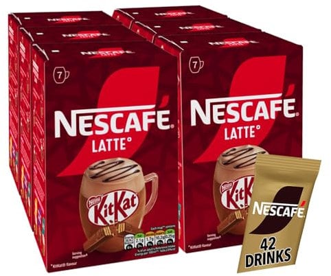 NESCAFÉ KitKat Latte Instant Coffee Sachets x7 (Pack of 6, Total 42 Sachets)