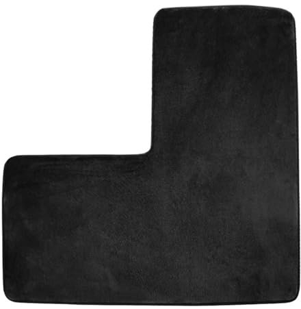 YongXinMY Tapis de bain en forme de L – Tapis de douche d'angle en polaire corail doux, antidérapant, absorbant l'eau, lavable pour douche carrée, toilettes, maison et spa (noir)