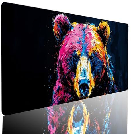 Gaming Mauspad BäR Mauspad XXL 900 x 400 mm, Vernähten Kanten Schreibtischunterlage Gelb Mousepad rutschfeste Gummiunterseite Wasserdicht Mauspad Gaming PC Zubehör Mouse Pad für PC, Laptop Büro KF-J
