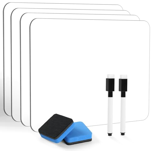 Doppelseitiges Whiteboard, A3-Größe, 30,5 x 40,6 cm, trocken abwischbar, Whiteboards, Lapboards für Studenten, Lehrer, Schule, Klassenzimmer, Kinder, Zeichnen und Schreiben, 4 Stück
