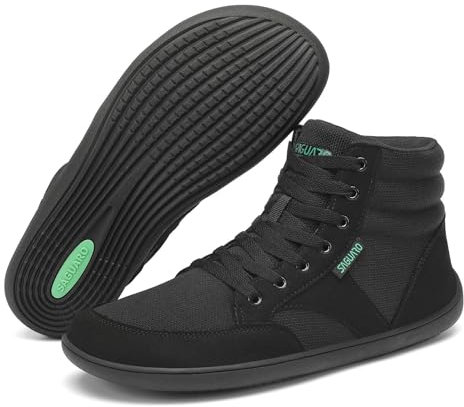 SAGUARO Barfußschuhe Damen Herren - Barfuss Schuhe Damen Outdoor Barfusschuhe High-Top Barefoot Shoes mit Zero-Drop Sohle Schwarz, Gr.42