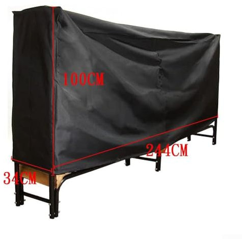 Jonikuper Kaminholzregal-Abdeckung, 2,4 m, für den Außenbereich, strapazierfähig, wasserdicht, wetterbeständig, 600D-Oxford-Gewebe, 1 Stück