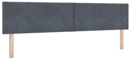 vidaXL Kopfteil Wandmontiert Geometrisch Dunkelgrau 200 cm Samt, Moderner, höhenverstellbarer Samt-Kopfteil für stylische Schlafzimmer, platzsparendes Design, schickes Möbelstück