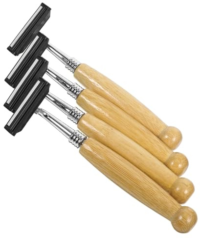 Rasoir de Sûreté Homme à Manche Bambou Alliage 4 Pièces | Style Classique , Prise en Main Confortable, Rasage Fluide, pour Mari et Père