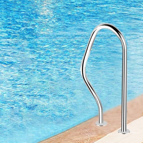 Lanmmraifc Pasamanos para Piscina, barandilla para Entrada a Piscinas enterradas, pasamanos de Acero Inoxidable 304 con Base de fácil Montaje, para SPA, Jacuzzi, Parques acuáticos y rampas.