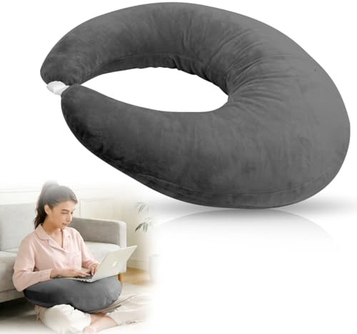 Ergonomisches Crealis-Kissen, Schoßkissen Lesekissen,Ergonomisches Gaming Armkissen, Häkelkissen Stützkissen, Ergonomische Armkissen zum Lesen, Spielen, Arbeiten und Häkeln,Grau (Dunkelgrau)