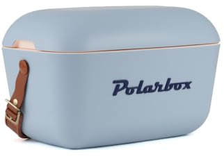 Kreher® Kühlbox Passive Kühlbox Kühltaschen Polar in Retro Vintage Design aus Kunststoff mit polystyrol (Airpop) thermische Isolierung (Jeans Blau, 12 L)