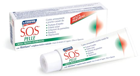 S.O.S Dr Ciccarelli, Crema Pronto Intervento, Riduce Rapidamente ed Efficacemente Rossore, Bruciore e Prurito dalla Pelle, 100% Made in Italy, Dermatologicamente Testato, Tubetto 25 ml
