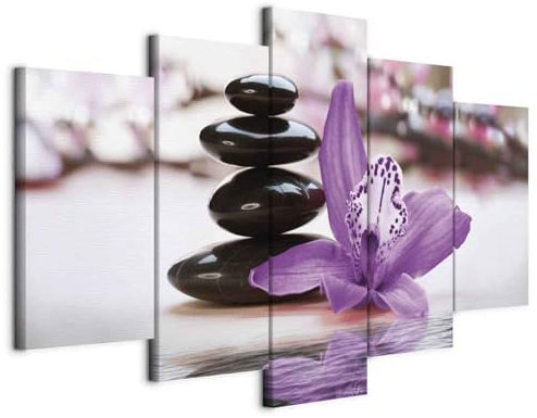 Cuadros B&D XXL - Quadro 200x100 cm 5 Pezzi - Stampa su Tela Strutturata XXL Grande - Quadri Moderni Componibili Camera da Letto Matrimoniale - Stampe da Parete Arte - Fiori 030110-29