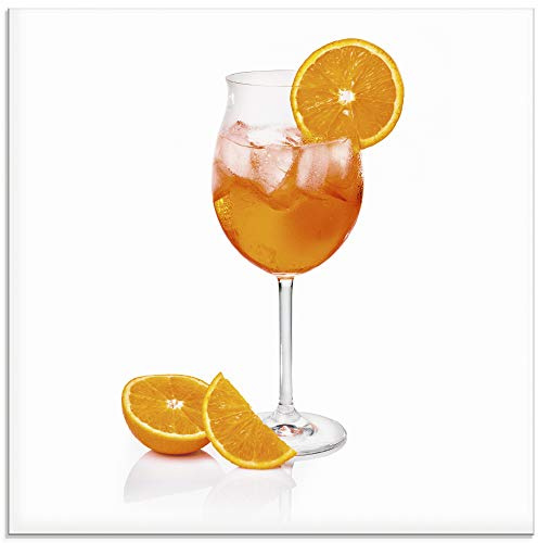 ARTland Wanddeko Glasbilder Wandbild Glas Bild einteilig 50x50 cm Quadratisch Cocktails Früchte Obst Cocktailbar Aperol Spritz Getränke T5PI
