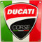 US-Way.de Neues Emaille Schild Ducati Corse, 12cm x 12cm, Classic Werbeschild Reklameschild 50er Jahre Life Style Retro Fifties