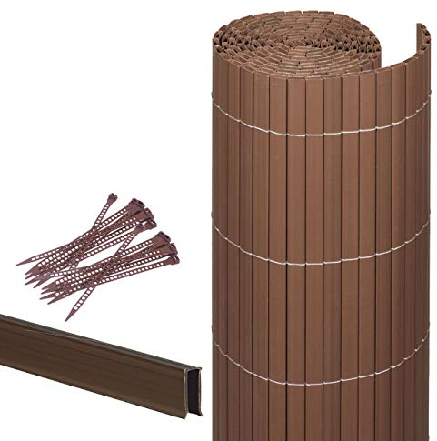 Videx-Sichtschutzmatte Rügen, Kunststoff, nussbaum, 25 Schlaufen, 2m U-Profil, 90 x 200cm