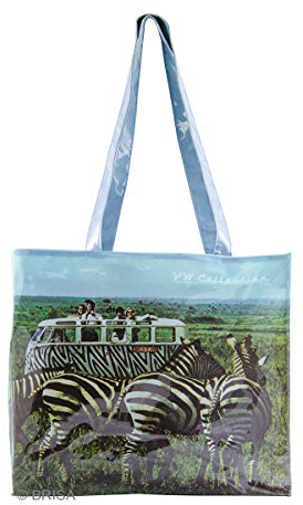 BRISA VW Collection - Volkswagen Shopper-Bag-Einkaufs-Tasche-Beutel-PVC-16 Liter im T1 Bulli Design (Safari/Bunt)