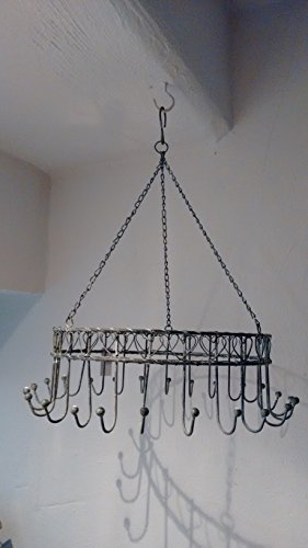 dekorative Kräuterkrone Küchenkrone aus Metalldraht zinkgrau-weiß