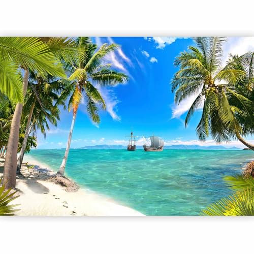 murando - Vlies Fototapete Strand und Meer 300x210cm Foto tapete Schlafzimmer Wohnzimmer Vliestapete XXL Wandtapete Motivtapeten 3d Effekt Wand Dekoration - Natur Tropen Landschaft Palmen 10110903-20