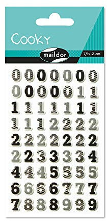 Maildor MALIDOR 17,5 x 9 x 0,2 cm Kunststoff Cooky Nummer Aufkleber, Schwarz/Grau