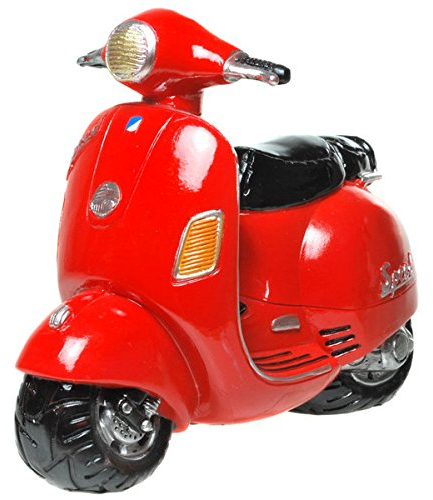 Spardose Motorroller, rot sehr edel und groß mit Gummiverschluß
