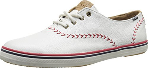 Keds Women's Champion Pennant Baseball Fashion Sneaker,White Leather,10 M US US