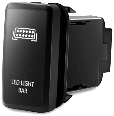 mictuning Toyota LED Push Schalter mit Stecker Draht Kit Laser LED Light Bar Symbol – Weiß