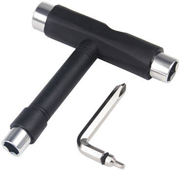 Gearmax® Skateboard Tool, All-in-One Skate Tools mit T-Inbusschlüssel und L-Kreuzschlitz-Schraubendreher, T-Tool Schraubenschlüssel für Skateboard Scooter Longboard Miniboard Schwarz