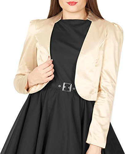 BlackButterfly Formel Satin Manches Longues Boléro Veste (Champagne, XXL)