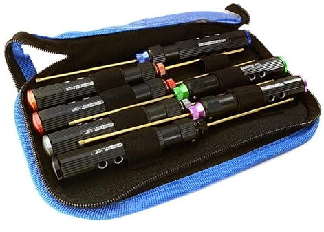 RC Model Precision 7-Piece Allen Hex Wrench Set w/Carrying Case (Handle:20mm O.D.)