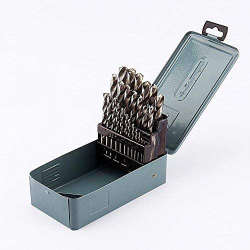 25 Pcs HSS Twist Drill Bit Set,HSS Steel Twist Drill Bit for Wood Metal 1-13mm 118 Degree Division Angle, Cemented Carbide Woodworking Drill Bit