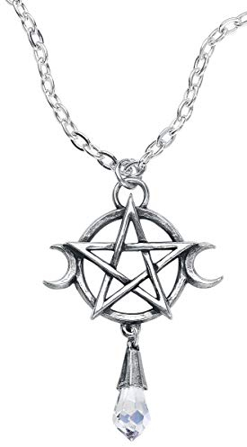 Alchemy Gothic Wiccan Pentacle Frauen Halskette silberfarben Hartzinn Gothic