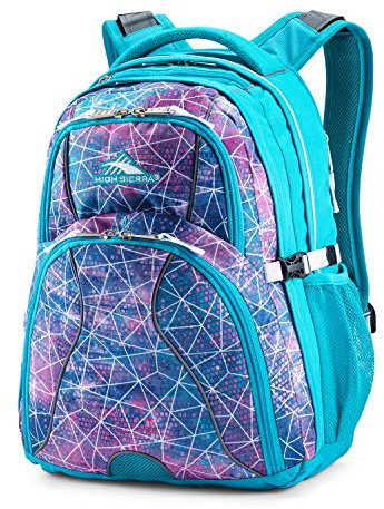 High Sierra Swerve Laptop Backpack, Sequin facets/Bluebird/White, 19 x 13 x 7.75-Inch, Swerve Laptop Backpack