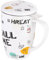 LOVECASA Taza de Te Porcelana Mug Infusión con Filtro y Tapa, Diseño con Frases Regalo 450 ML