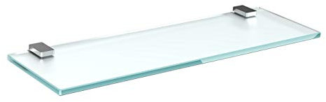 bijon Glasregal Glasablage Wandregal Glas Bad-Regal Glas Badezimmer Regal Badablage Ablageregal - 8mm Hartglas, 90 x 20 cm, Milchglas + Halterung H - Edelstahl Optik