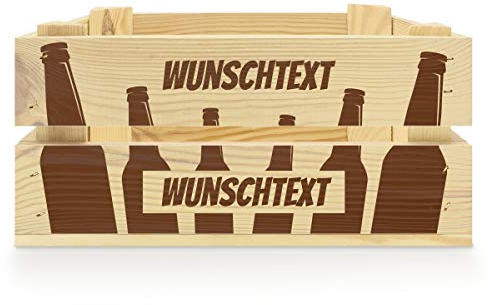 printplanet® - Holzkiste mit Name selbst gestalten - Holzkiste mit Text oder Wunschnamen Personalisieren und Bedrucken - Motiv : Bierkiste