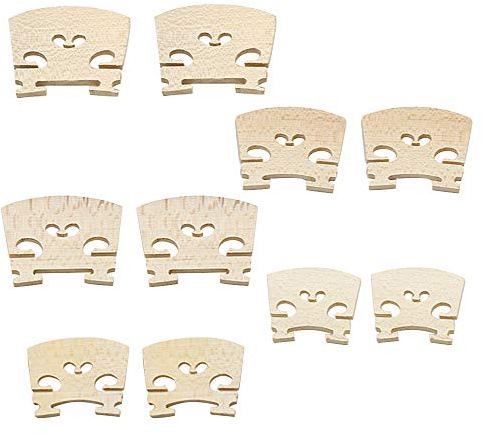 Hordion 10 Pcs 5 Sizes Maple Violin Bridge, 1/8, 1/4, 1/2, 3/4, 4/4 Violin Bridge Tool