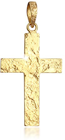 Kuzzoi Silber Kreuz Anhänger für Ketten massivem 925er Sterling Silber für Halsketten Markanter Kreuzanhänger handgefertigt 54 mm hoch (Gold, Sterling-Silber)