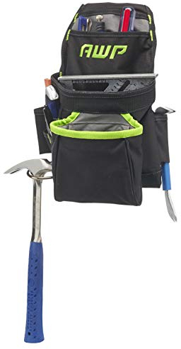 AWP TrapJaw Carpenter Tool Pouch | Tiered 9 Pocket Design with Steel Hammer Loop | Black