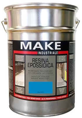 MAKE Design pour vous | Résine époxy industrielle pour sols, 4 litres, bleue, mate. Produit certifié HACCP. Résistant aux chocs, rayures, facile à appliquer et à nettoyer. Fabriqué en Italie.