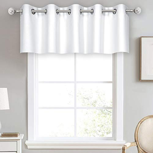 DECOVSUN Ösenvorhang mit Ösen für Fenster 178x45,7cm Uni Weiß Verdunkelungsvorhang für Küche Wohnzimmer Querbehang Kurz Rechts für Schlafzimmer Kinderzimmer