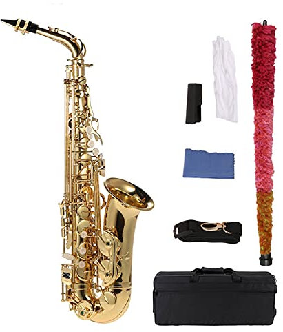 Sei Alto Saxphone E Flach Sax Messing Lackiert Gold 802 Key Holzwind Mit Putzen Tuch Pinselhandschuhe Mantelkoffer Schlüssel Typ Holzbläser Instrument