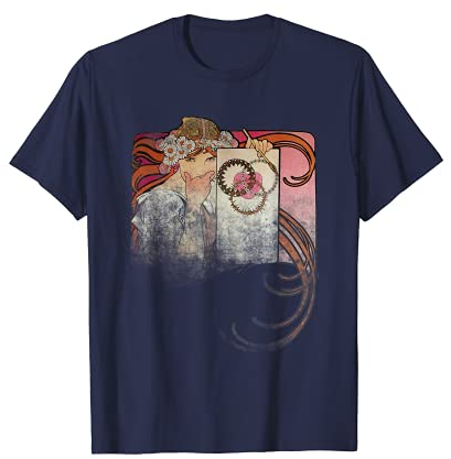 Vintage Künstlershirt Jugendstil Alphonse Mucha T-Shirt T-Shirt