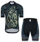 Herren Radtrikot Set Fahrrad Kurzarm Shirt und 3D Kissen Shorts Gepolstert Anzug Radfahren Top, T13, XX-Large