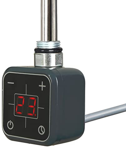 VALDERN Digital Thermostatic Electric Anthracite Grey Towel Rail Heating Element with LCD Display 400W - 600W - 800W - 1000W (600W)