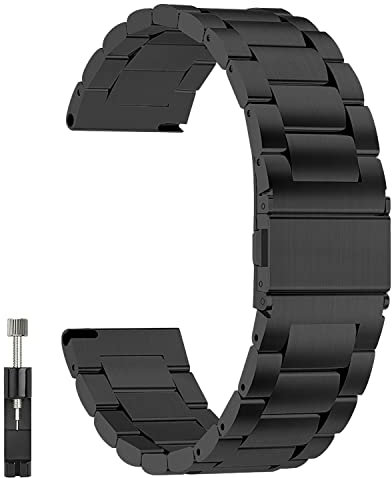 QUNDAXI Bracelet de montre 14 mm, 16 mm, 18 mm, 20 mm, 22 mm, 24 mm en acier inoxydable de luxe à libération rapide pour homme et femme, 22mm, Sans pierre précieuse.