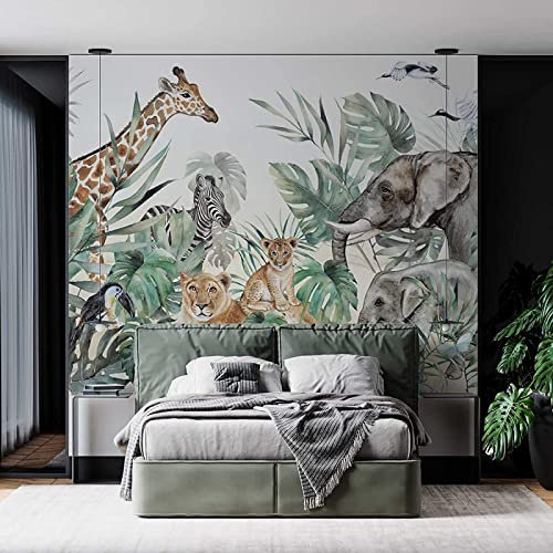 SELIE Papier Peint Jungle Animaux De La Jungle Chambre D'Enfant Papier Peint Panoramique Moderne Décoration Murale