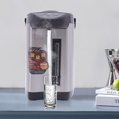 Caraffa termica elettrica da 4 litri, erogatore di acqua calda, teiera, 750 W, in acciaio inox, thermos (nero)