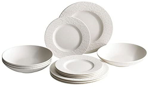 Villeroy & Boch Manufacture Rock Blanc Geschirr-Set, 12-teilig
