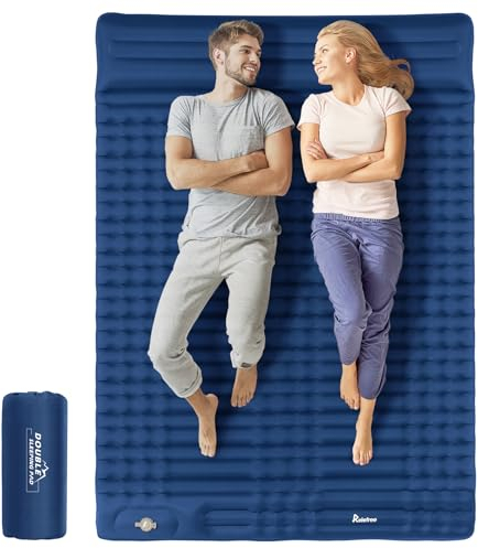 Relefree Isomatte Outdoor 2 Personen 140x200 cm Ultra-Größen Aufblasbare mit Fußpresse - Doppel Luftmatratze Verbesserte Camping Wasserdicht - Schlafmatte für Outdoor Wandern Backpacking