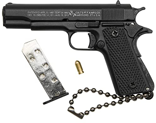 Zhongren 1911 Tactical Mini Pistola Schlüsselanhänger 1:3 Metall Gun Form Schlüsselanhänger Realistico Gun Model Collection Anhänger Tasche Charm per gli uomini Army Fan Geschenk (schwarz)