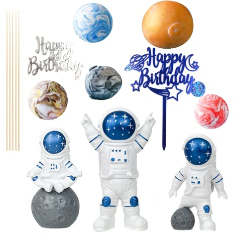 10 Stück Figur Astronauten Tortendeko Geburtstag Deko Weltraum Kindergeburtstag Deko Spaceman Kuchen Toppers Cake Weltraum Tortendeko für Tisch Dekorationen,Kuchen Dekoration Zubehör,Auto Dekorationen