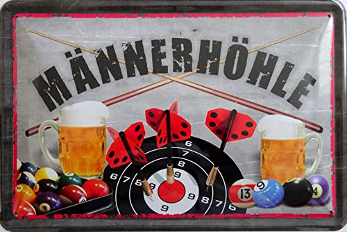 Blechschild Schild 20x30cm - Männerhöhle Darts Bier Billard